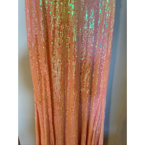 Ieena Mac Duggal Size 12 Strapless Sequin Formal Gown Coral Pink Sparkle NWT - Picture 14 of 16